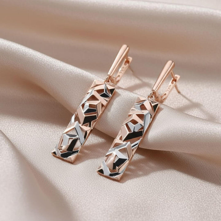 Geometric Gold Silver Drop Earrings