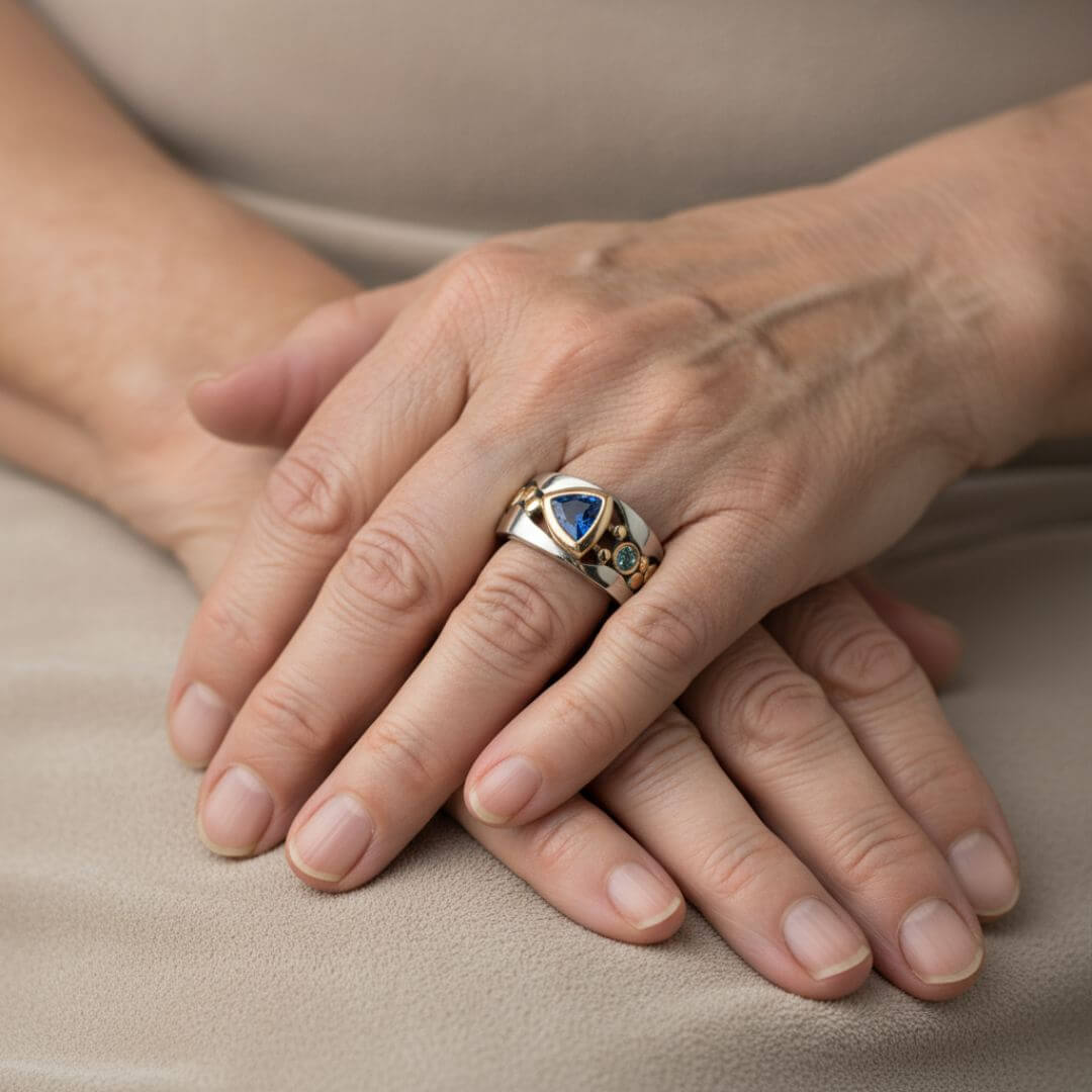 Two Tone Blue Gem Ring