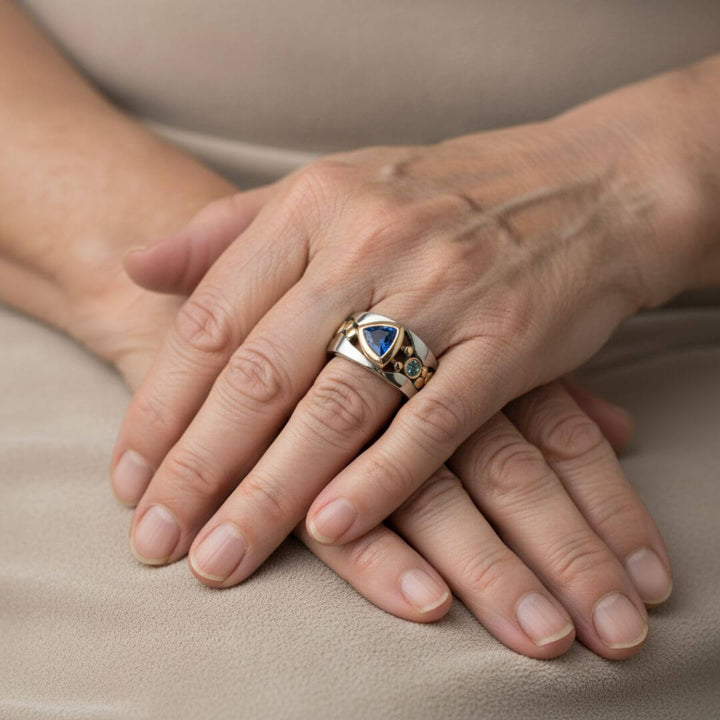 Two Tone Blue Gem Ring