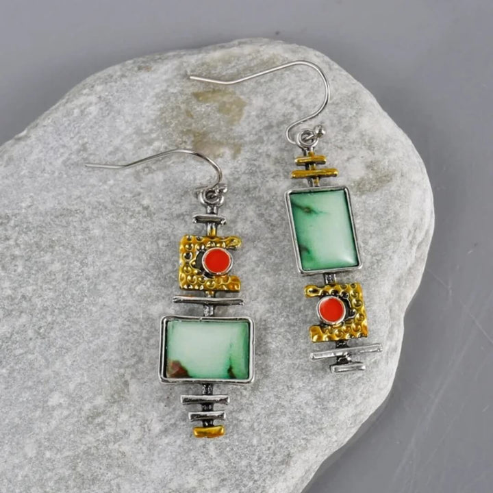 Handcrafted Turquoise Amber Earrings - Diane Jewelry