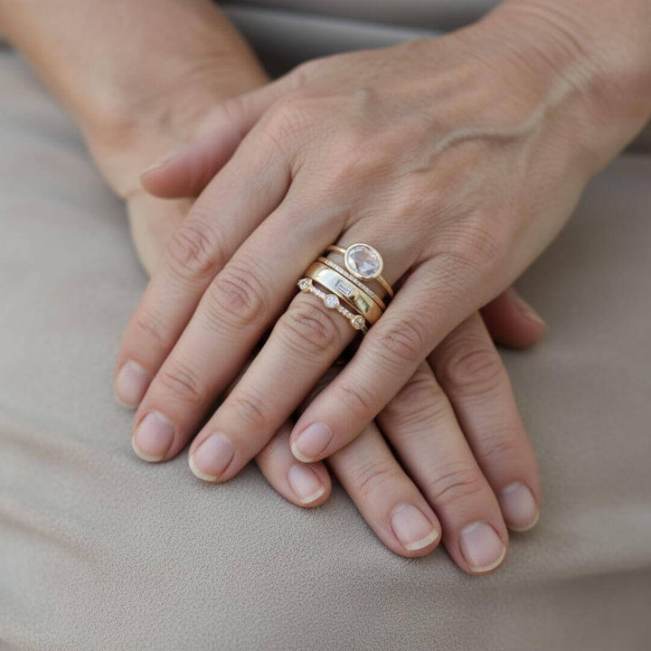 Gold Diamond Stacking Band Rings