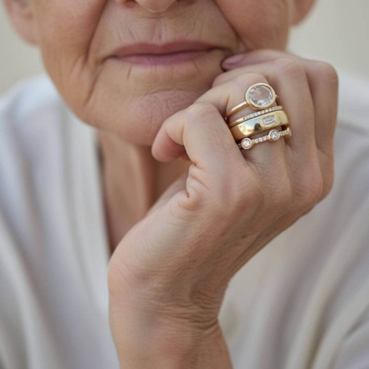 Gold Diamond Stacking Band Rings