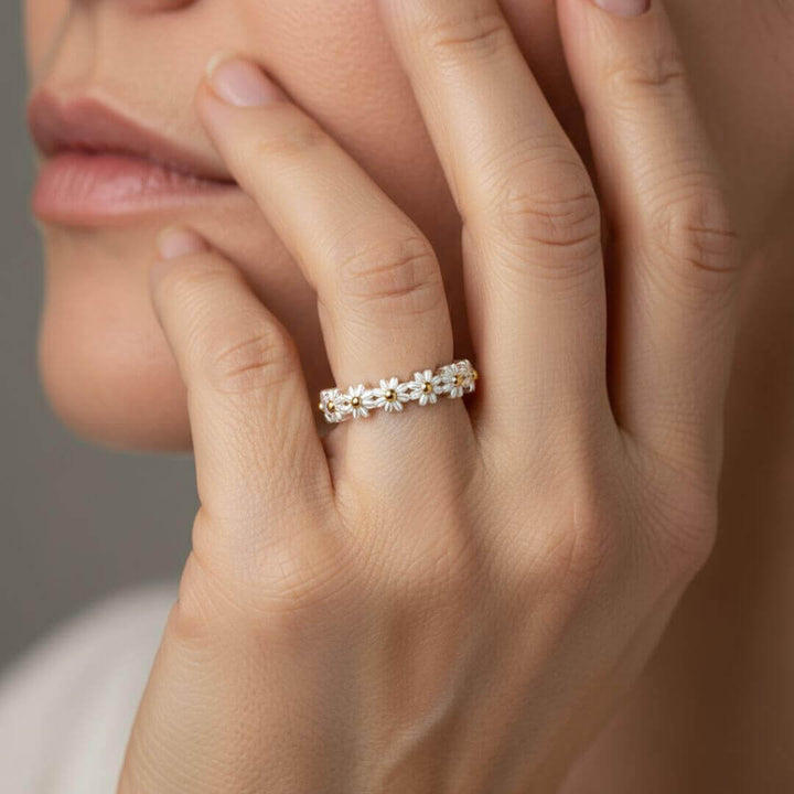 Daisy Flower Enamel Stack Ring