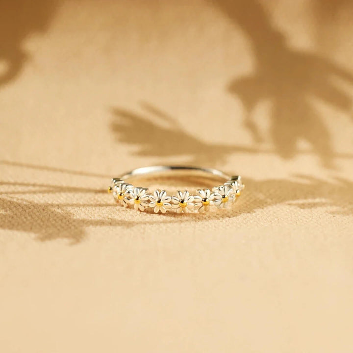 Daisy Flower Enamel Stack Ring - Diane Jewelry