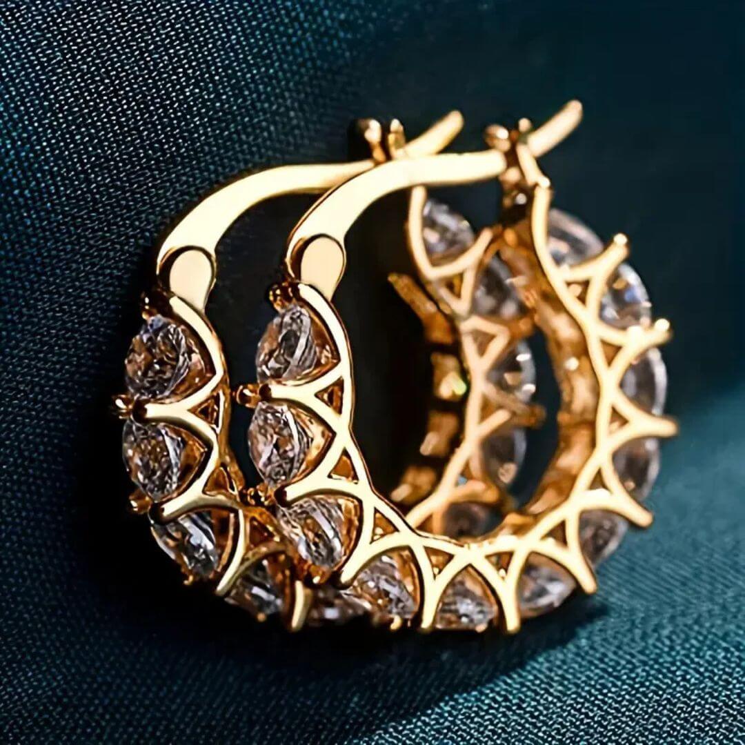 Gold Marquise Crystal Hoop Earrings - Diane Jewelry