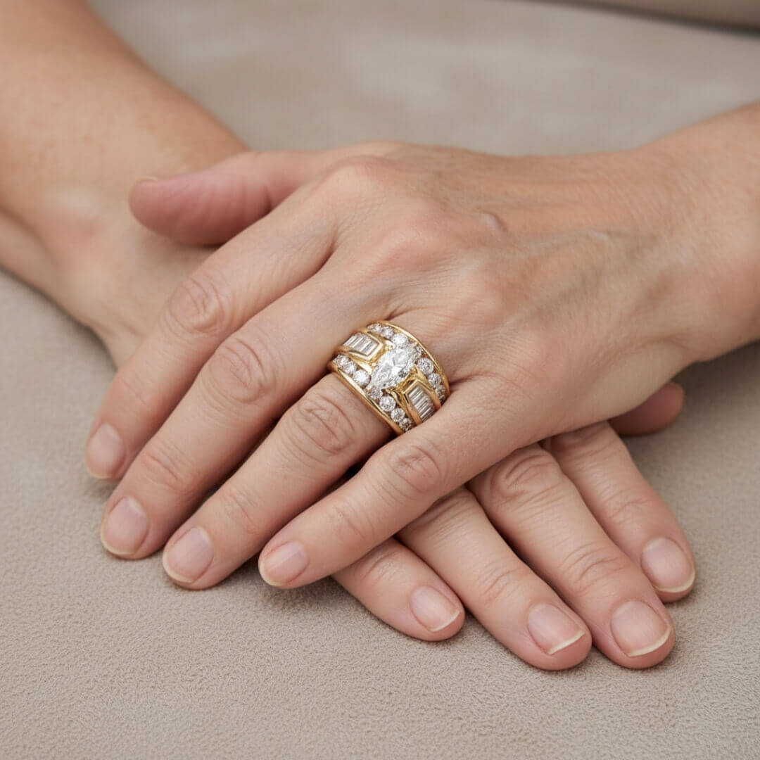 Gold Baguette Statement Ring