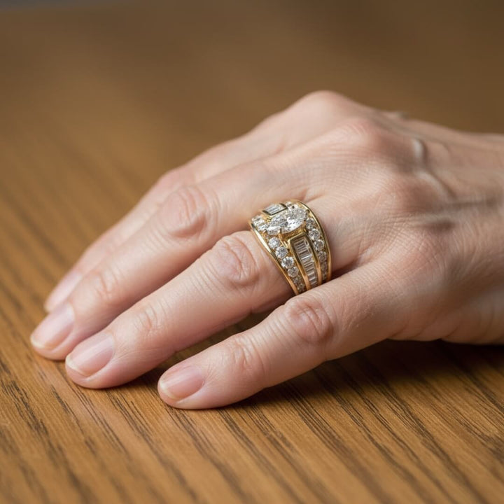 Gold Baguette Statement Ring