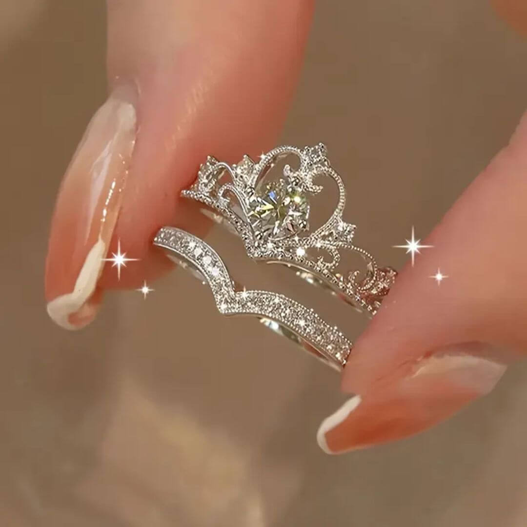 Crown Tiara Princess Ring Set - Diane Jewelry