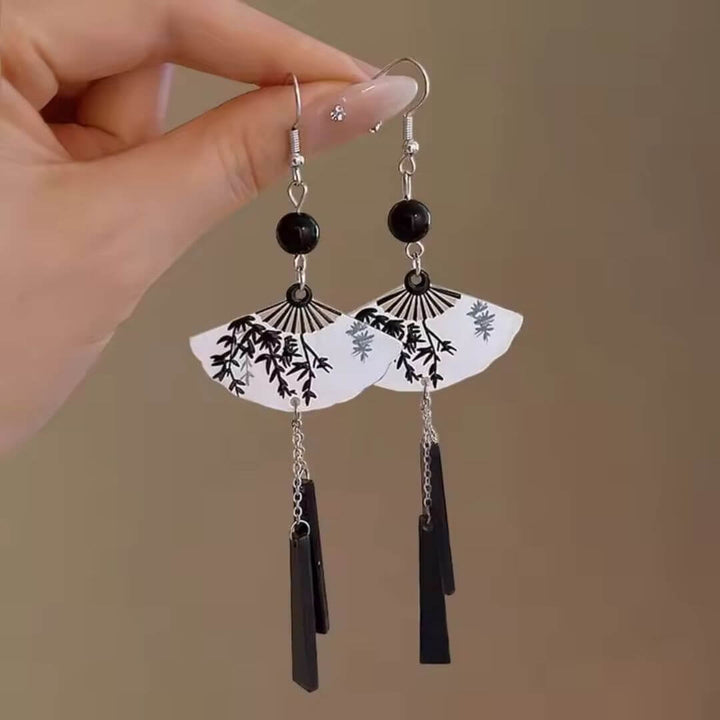 Green Jade Fan Drop Earrings - Diane Jewelry