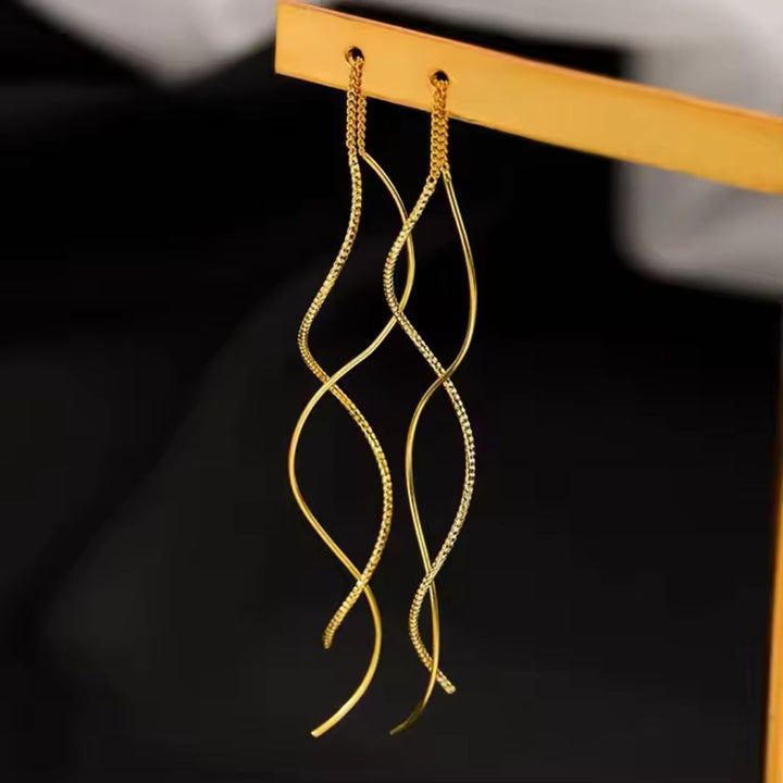 Twisted Silver Long Drop Earrings - Diane Jewelry