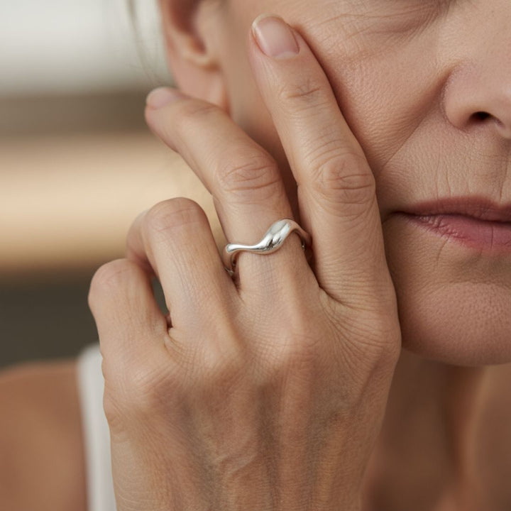 Modern Wavy Open Silver Ring
