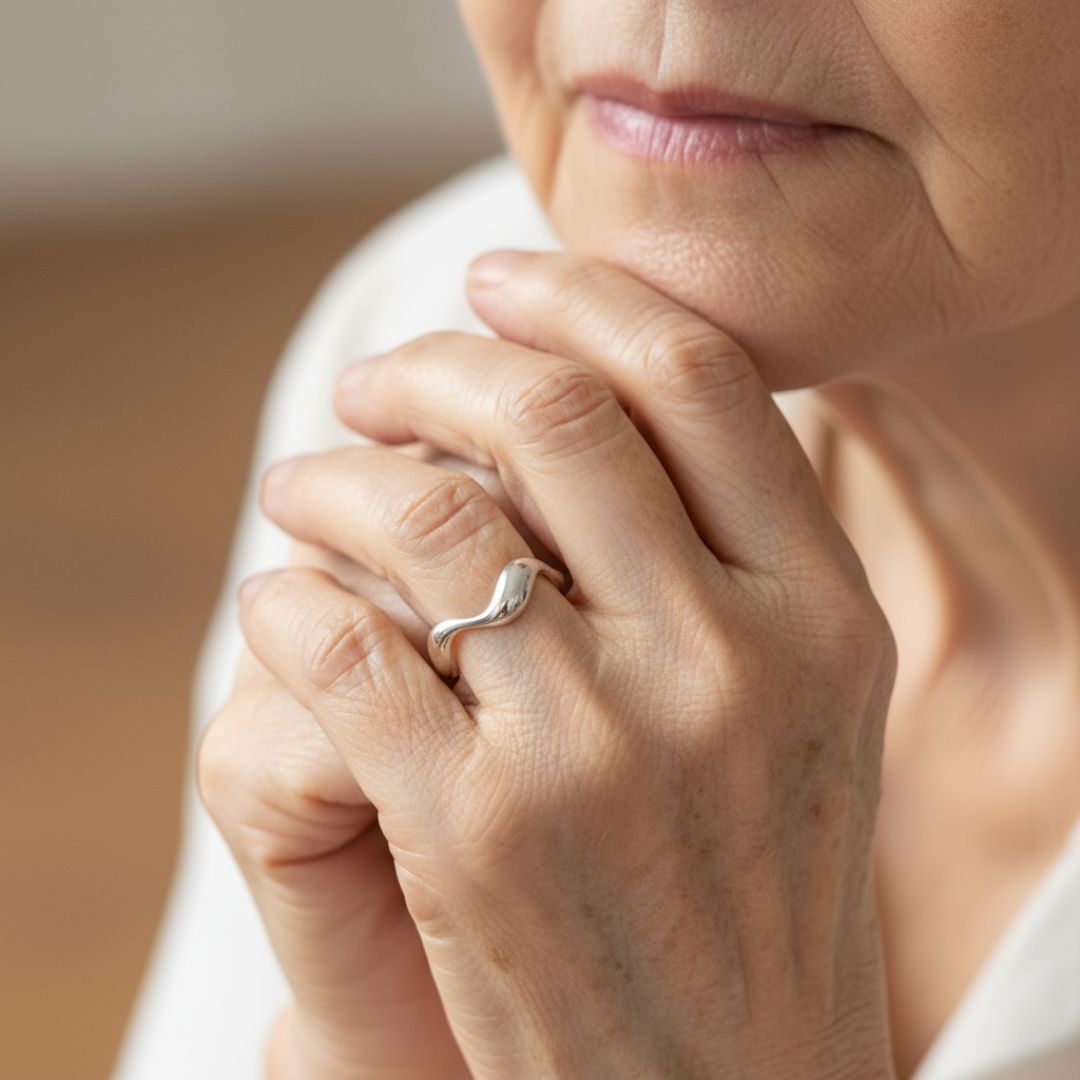 Modern Wavy Open Silver Ring