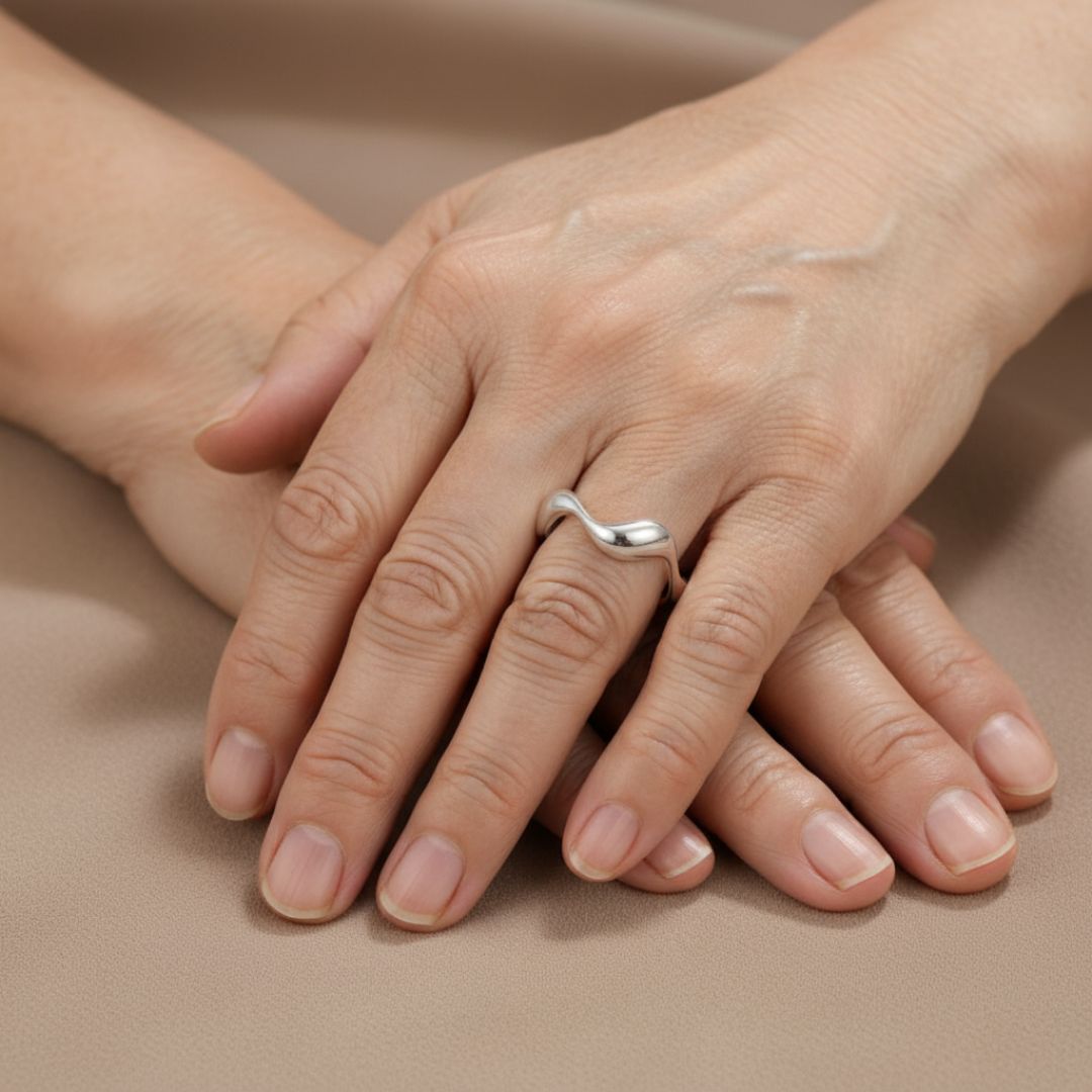 Modern Wavy Open Silver Ring