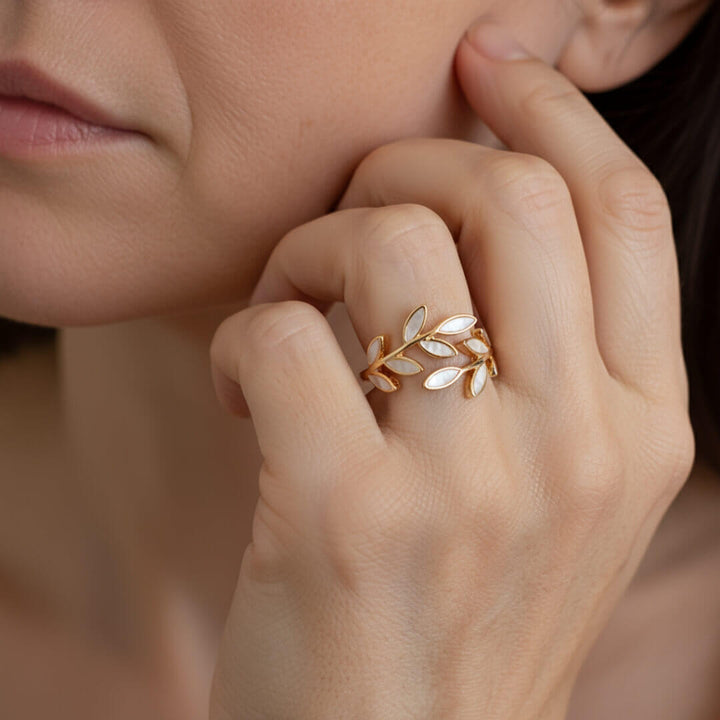 Gold Leaf Adjustable Open Ring