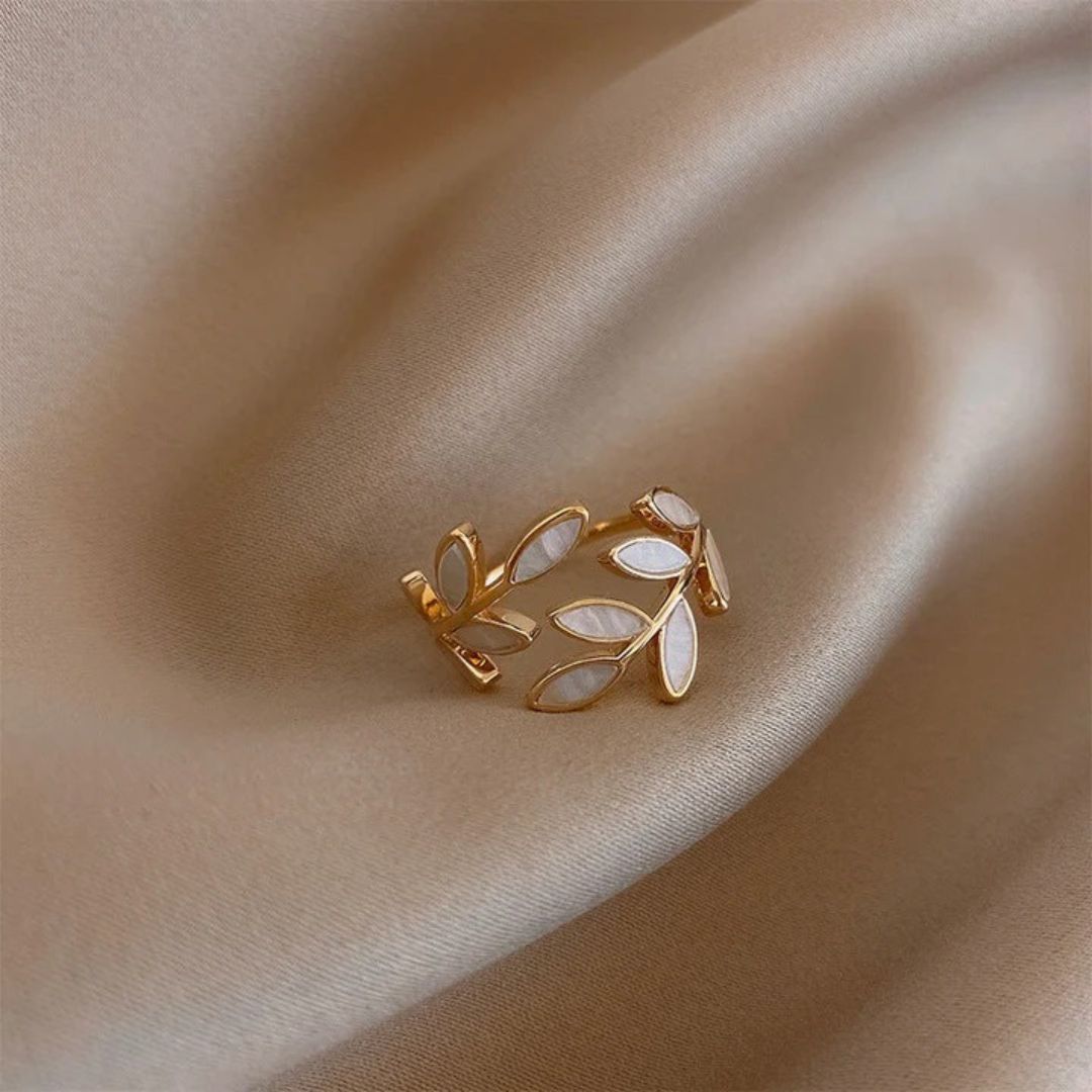Gold Leaf Adjustable Open Ring - Diane Jewelry