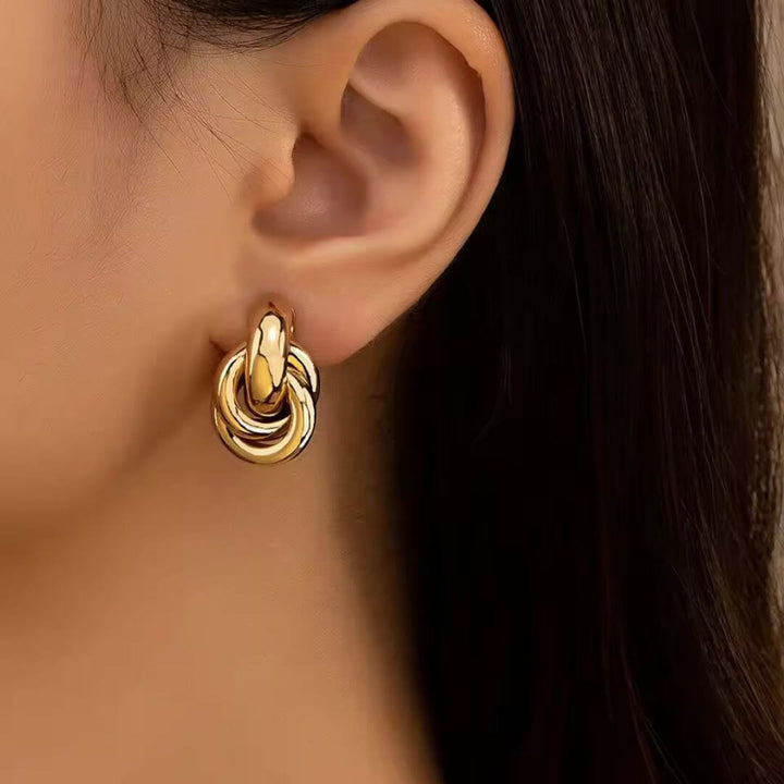 Gold Chunky Knot Drop Earrings - Diane Jewelry
