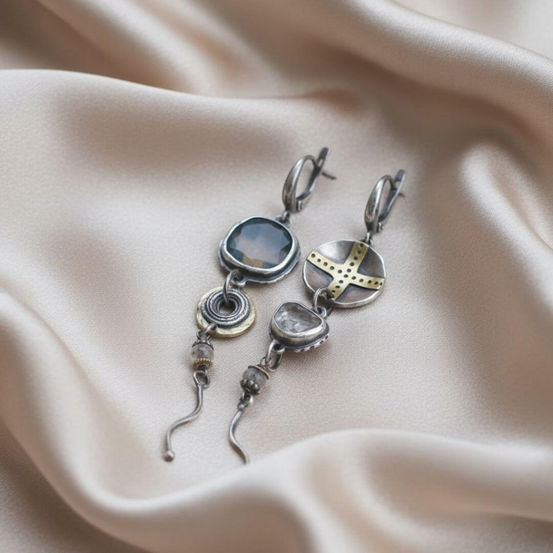 Artisan Mixed Metal Dangle Earrings