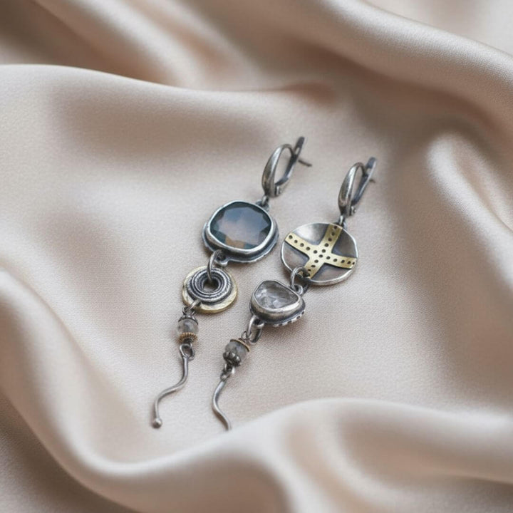 Artisan Mixed Metal Dangle Earrings