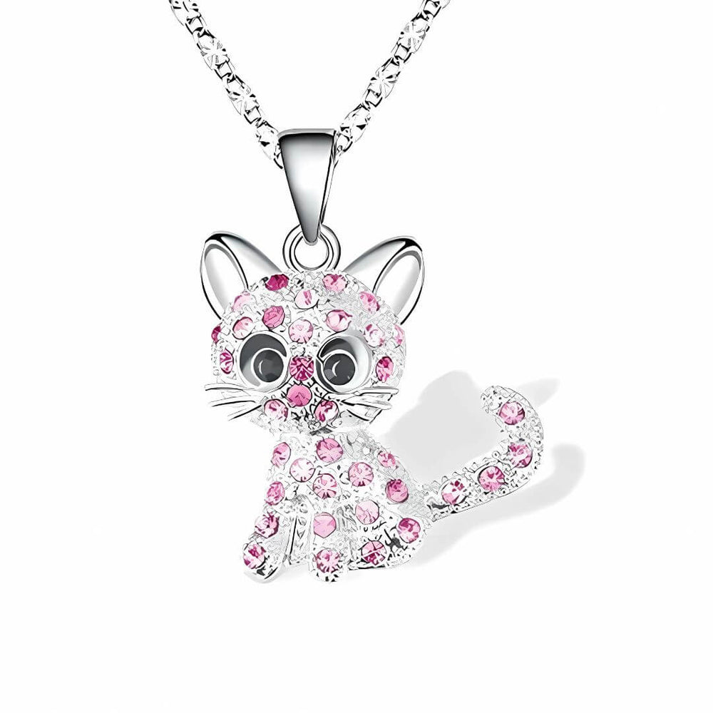 Crystal Cat Cute Pendant Necklace - Diane Jewelry