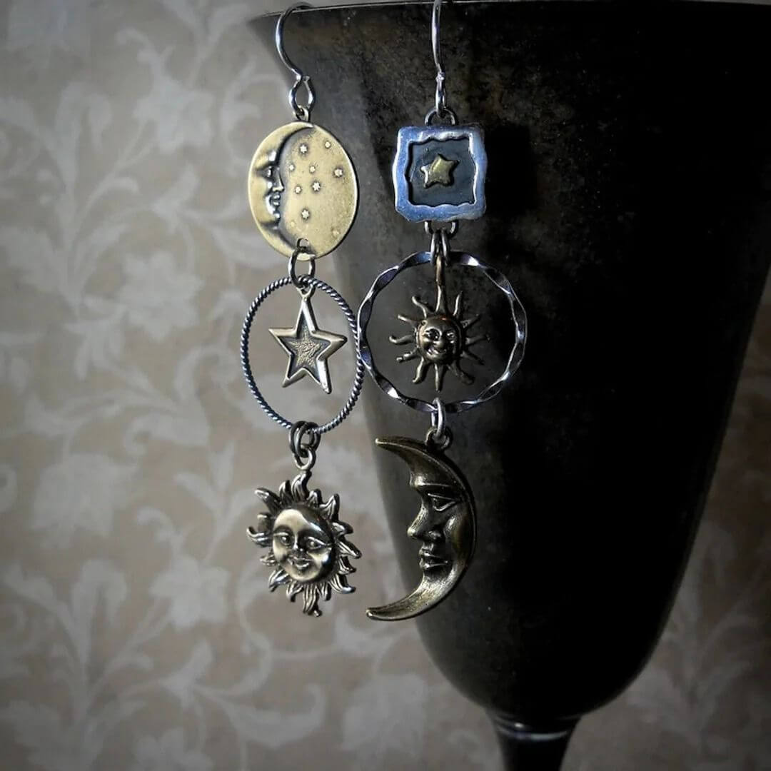 Sun Moon Star Dangle Earrings - Diane Jewelry