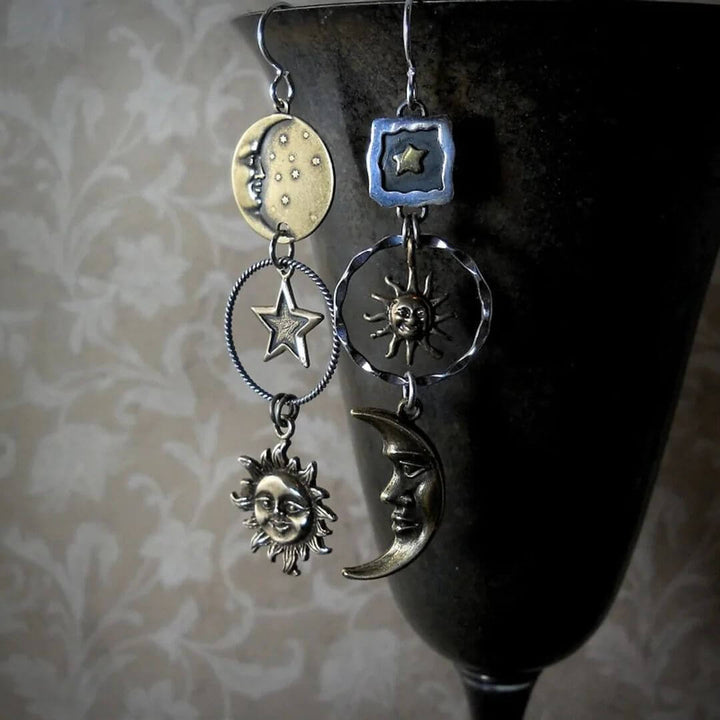 Sun Moon Star Dangle Earrings - Diane Jewelry