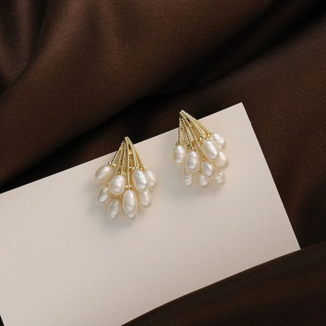 Cluster Drop Baroque Pearl Earrings - Diane Jewelry