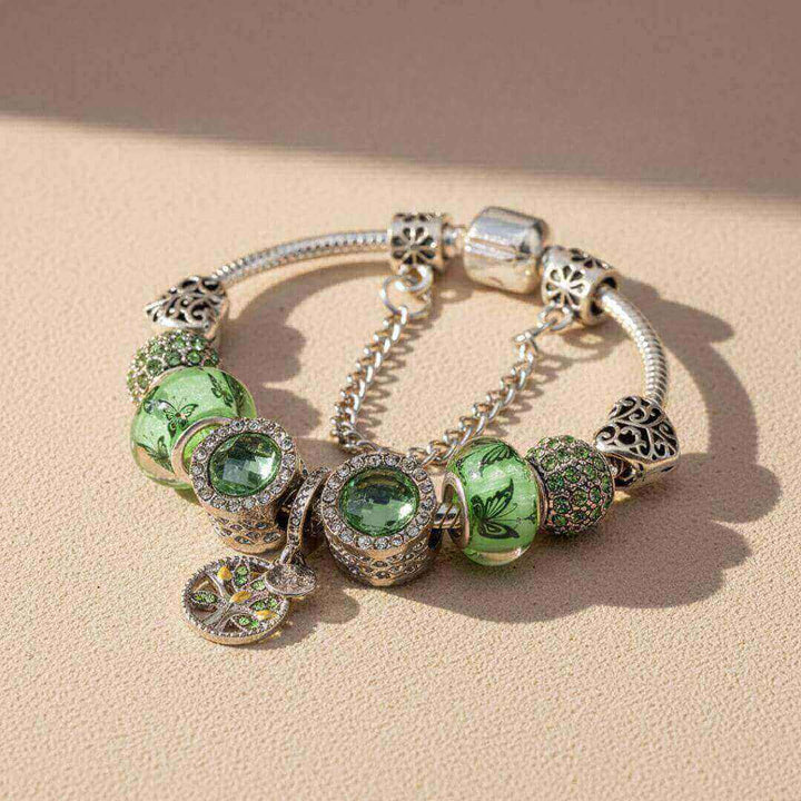 Green Charm Beaded Snake Bracelet