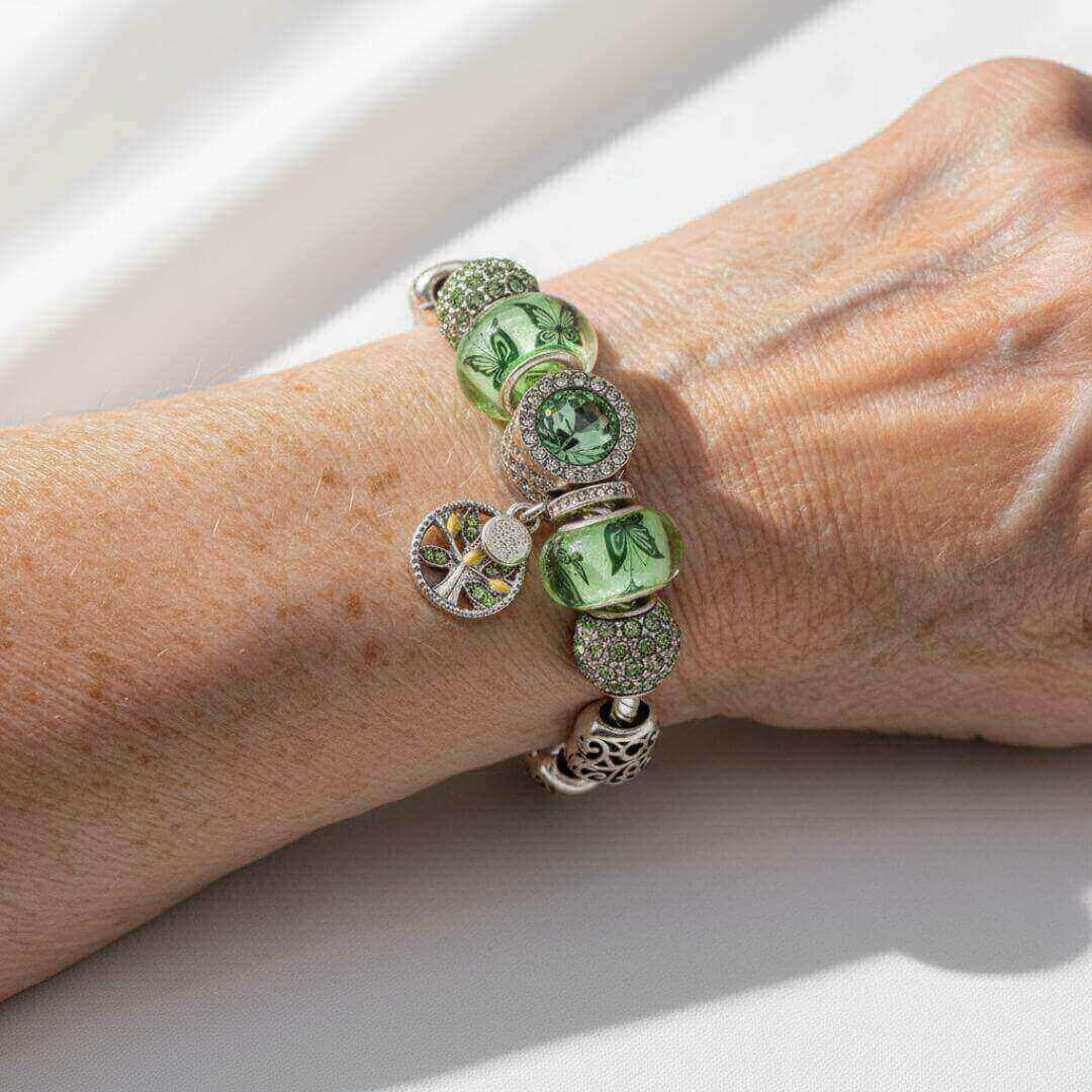 Green Charm Beaded Snake Bracelet