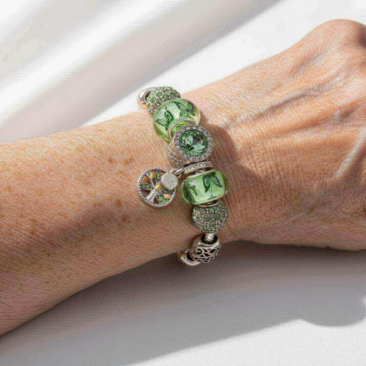 Green Charm Beaded Snake Bracelet
