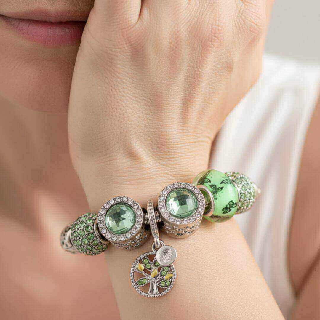 Green Charm Beaded Snake Bracelet