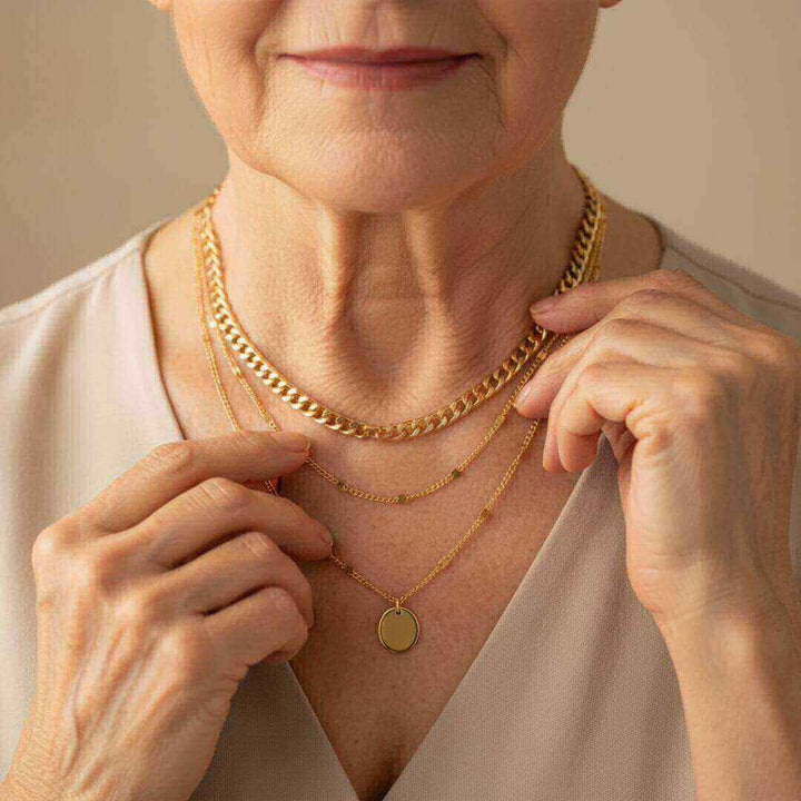 Gold Layered Chain Disc Necklace