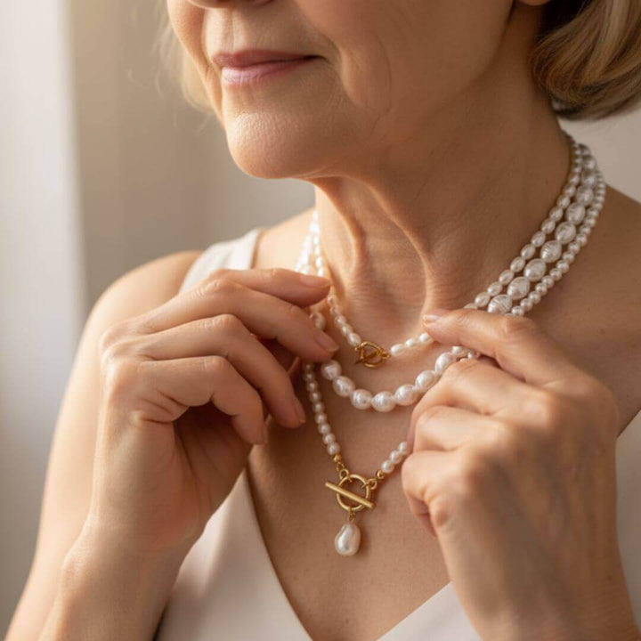 Layered Pearl Toggle Pendant Necklace