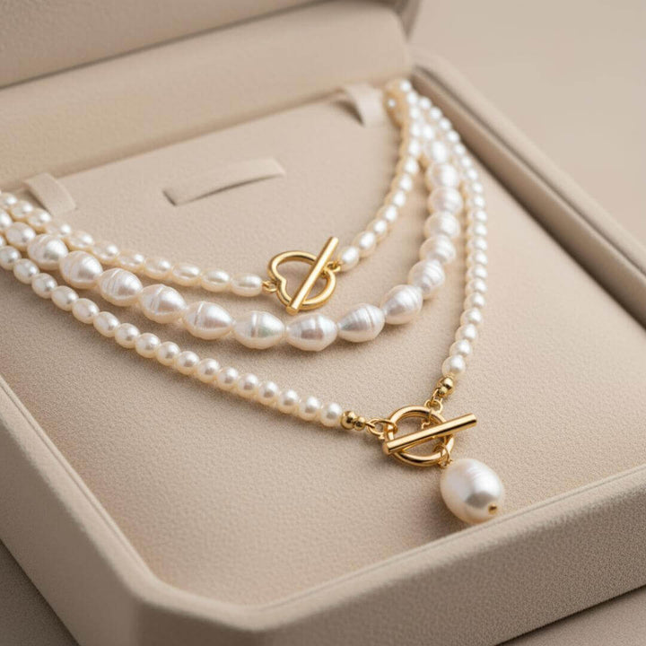 Layered Pearl Toggle Pendant Necklace