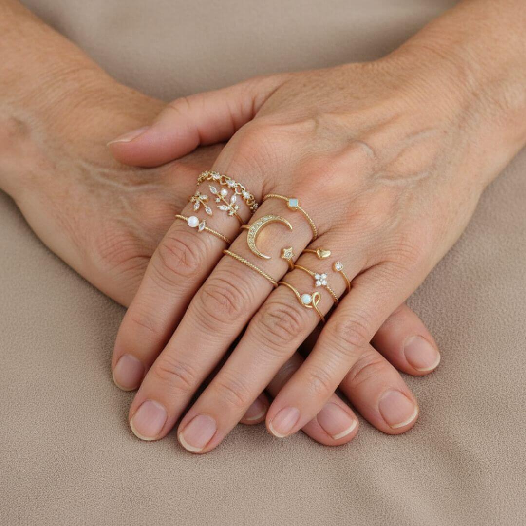 Gold Boho Stacking Ring Set