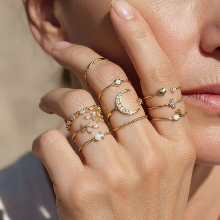Gold Boho Stacking Ring Set