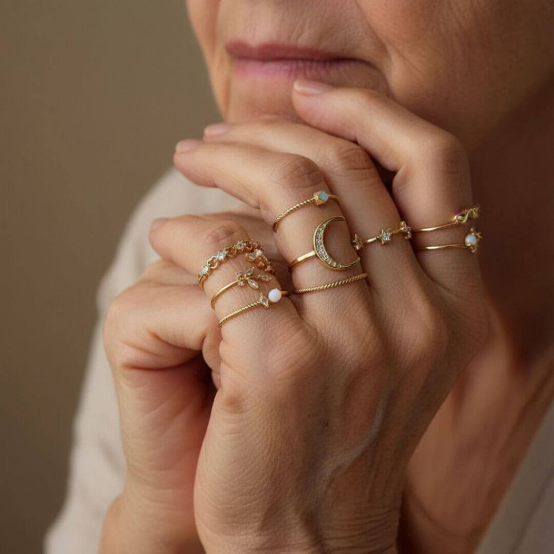 Gold Boho Stacking Ring Set