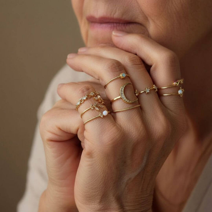 Gold Boho Stacking Ring Set