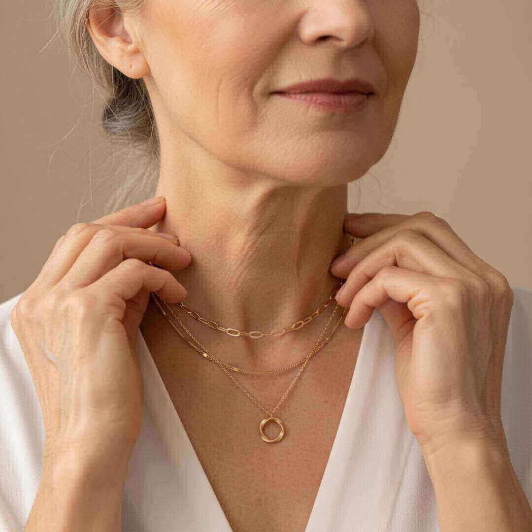 Gold Layered Circle Pendant Necklace