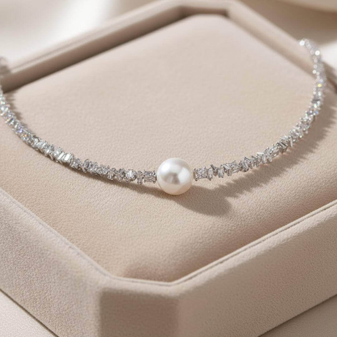 Crystal Pearl Choker Beaded Necklace