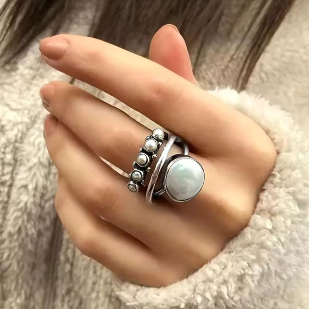 Gold Crown Pearl Statement Ring - Diane Jewelry