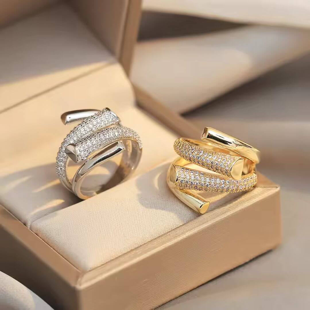 Gold Crystal Wrap Statement Ring - Diane Jewelry
