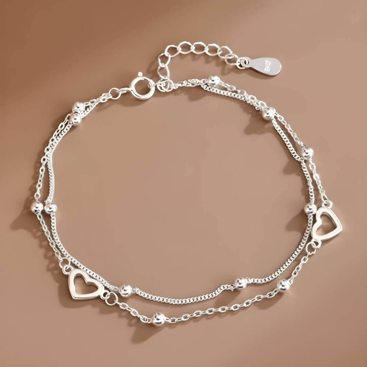 Dainty Silver Heart Chain Bracelet