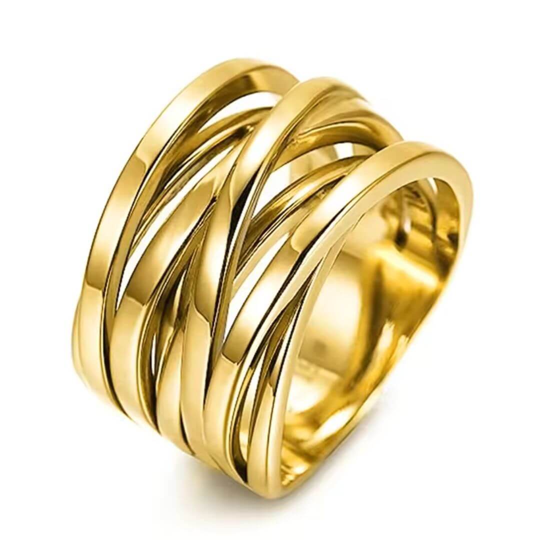 Silver Geometric Wide Band Ring - Diane Jewelry