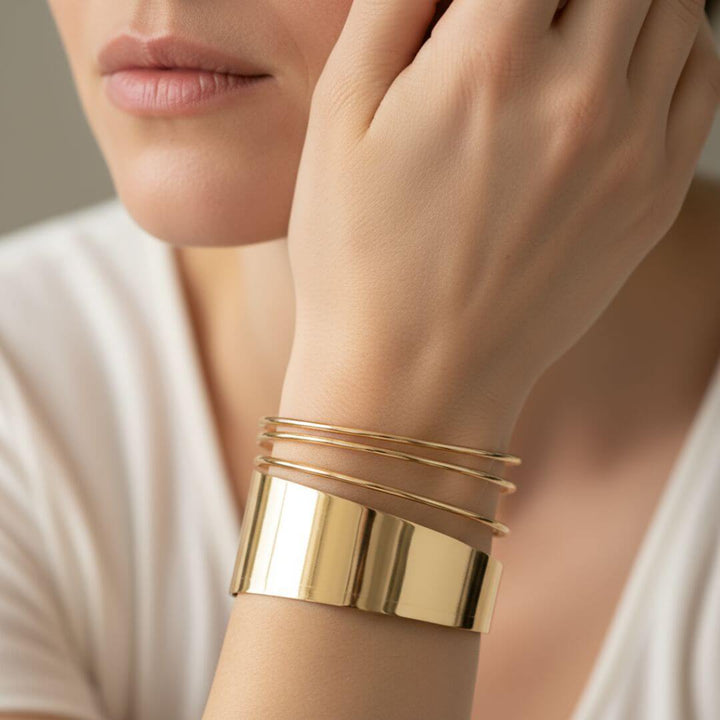 Modern Silver Wire Cuff Bracelet