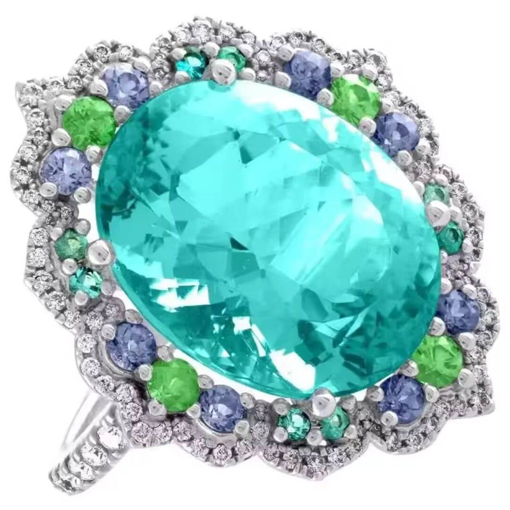Vintage Gothic Blue Statement Ring - Diane Jewelry