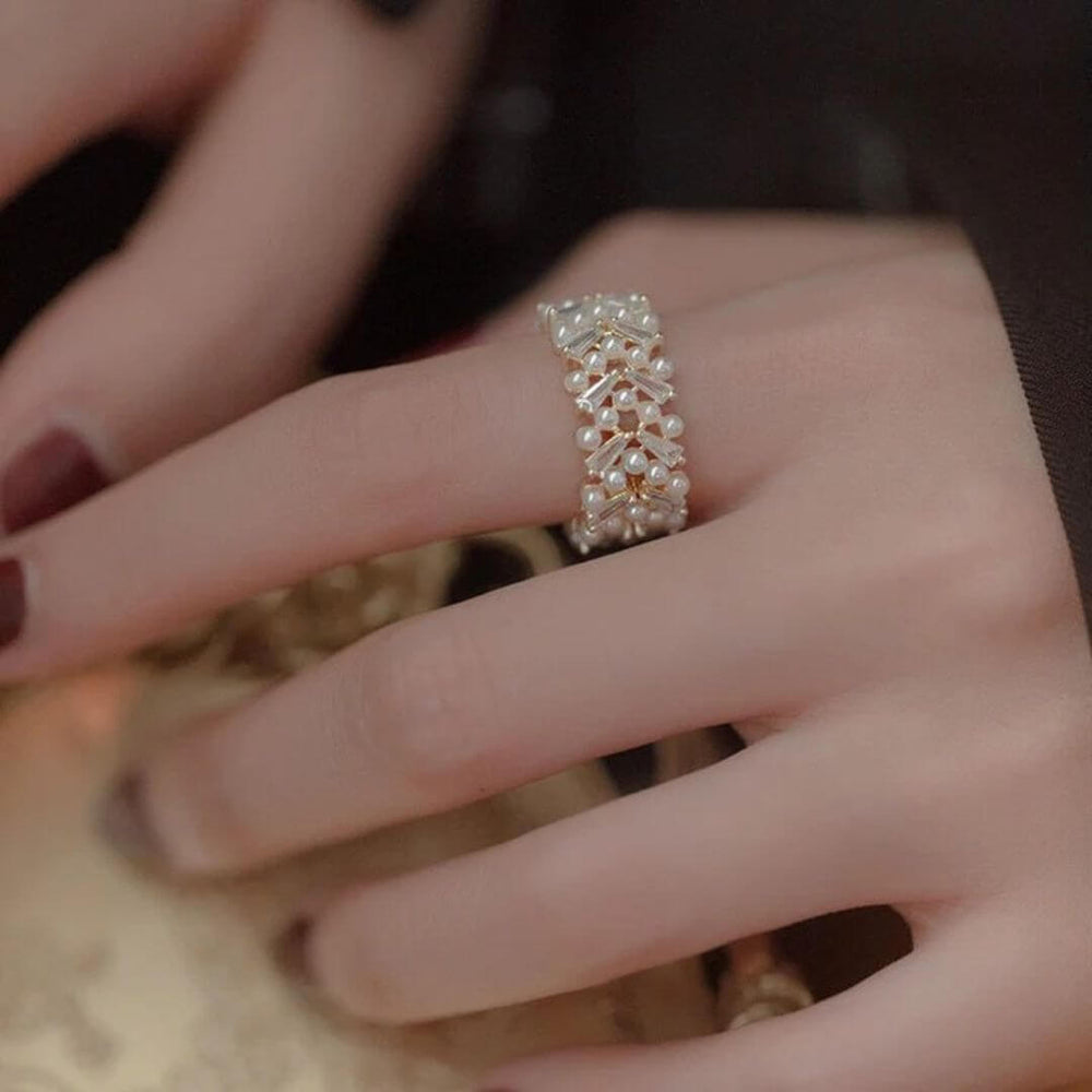 Gold Pearl Cluster Statement Ring - Diane Jewelry