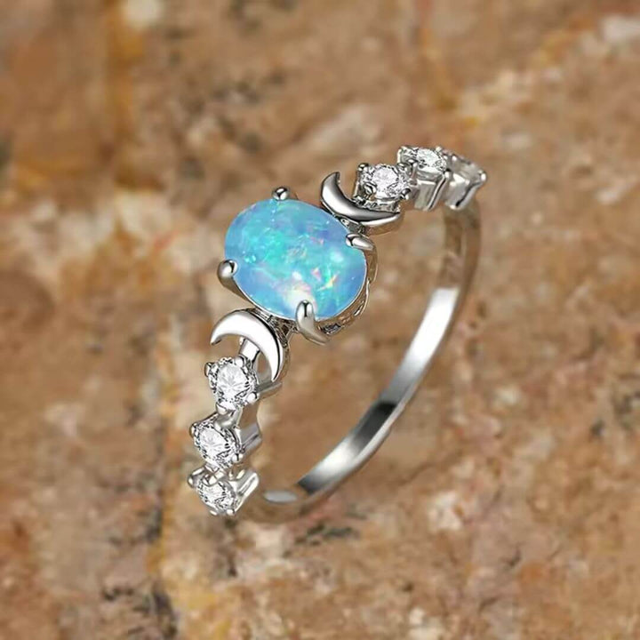 Silver Crescent Moonstone Ring - Diane Jewelry