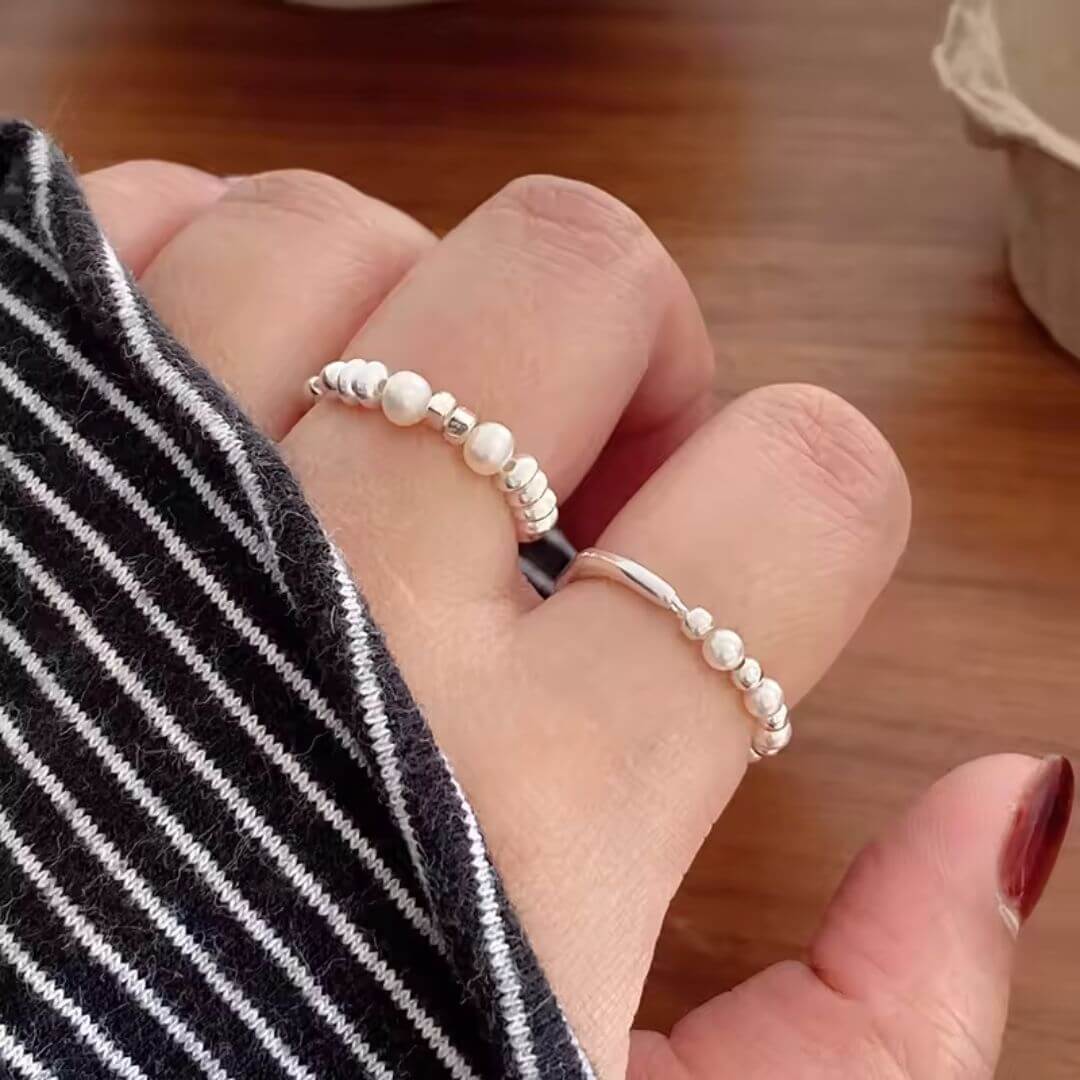 Organic Silver Ring with Pearls - Diane Jewelry