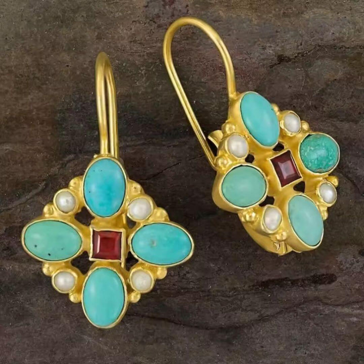 Opal Garnet Pearl Drop Earrings - Diane Jewelry
