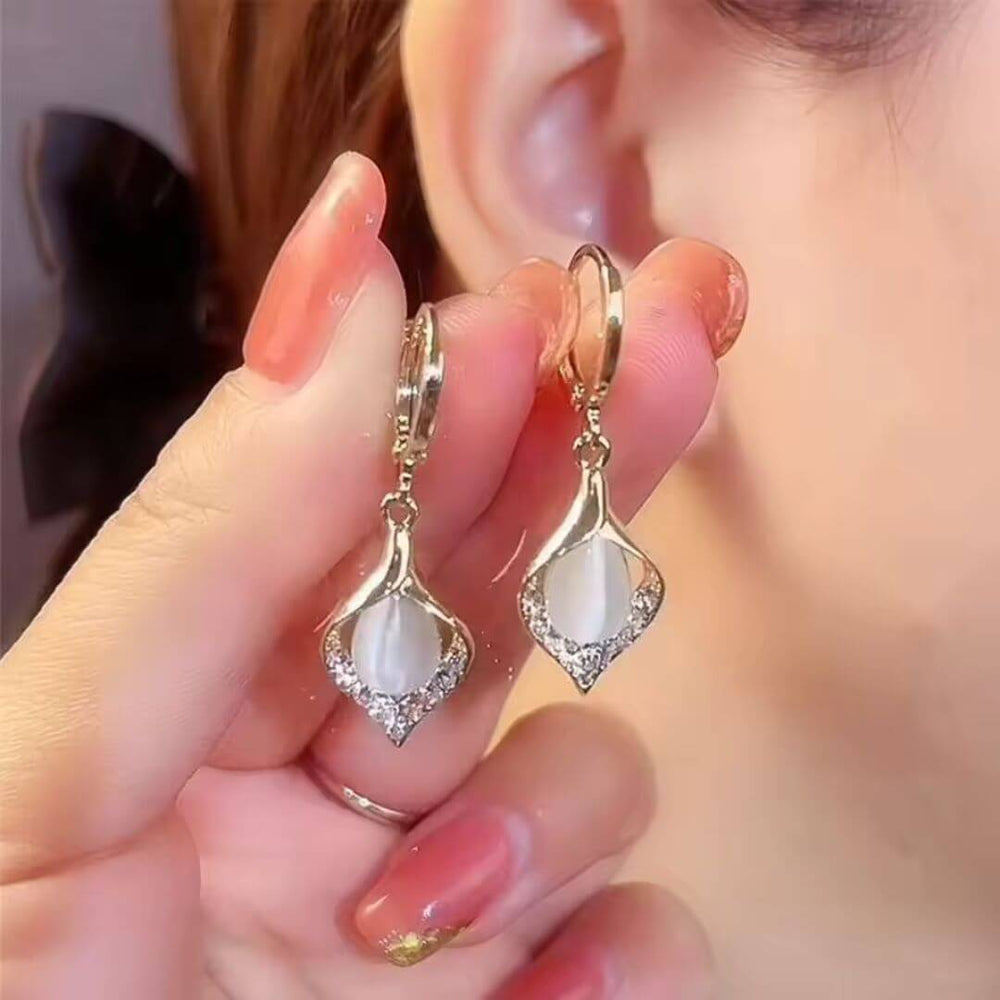 Green Crystal Teardrop Dangle Earrings - Diane Jewelry
